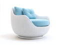 Sessel Polyrattan Stoff 98x92x78 cm - Weiß und Hellblau - offene Flechtstruktur für Außenbereich