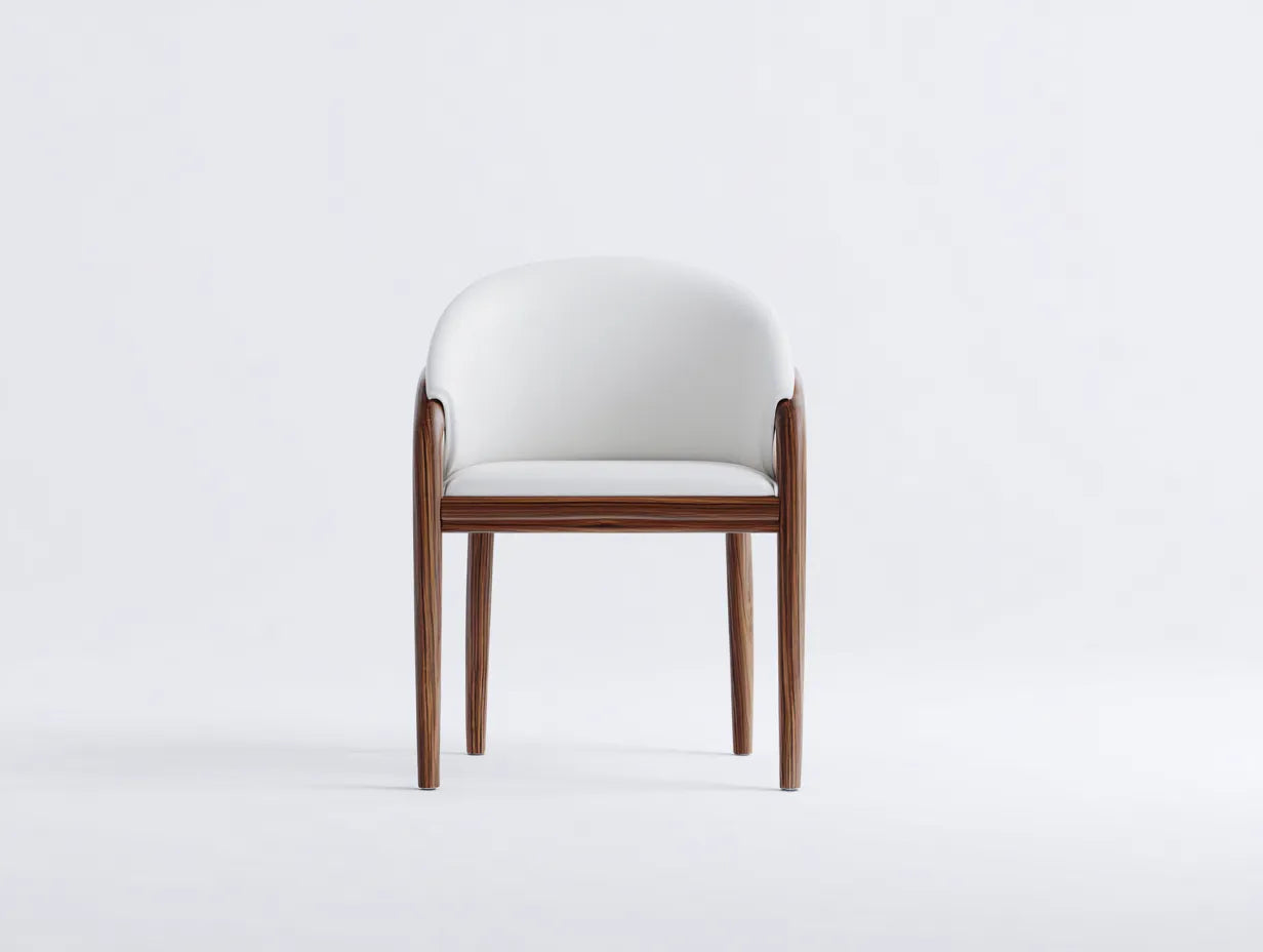 Esszimmerstuhl Kunstleder 60x56x82 cm - Weiß und Braun - mit Rundrücken für Esszimmer
