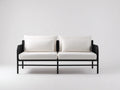 2-Sitzer-Sofa Metall Stoff 150x76x72 cm - Schwarz und Cremeweiß - modernes Outdoor Design