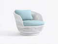 Sessel Polyrattan Stoff 104x96x82 cm - Weiß und Hellblau - drehbar für Außenbereich