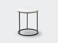 Beistelltisch rund 45x45x53 cm - Weiß und Schwarz - Marmoroptik mit Metallgestell für Wohnzimmer