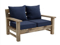 2-Sitzer-Sofa Holz Stoff 154x82x76 cm - Natur und Dunkelblau - rustikales Outdoor Design