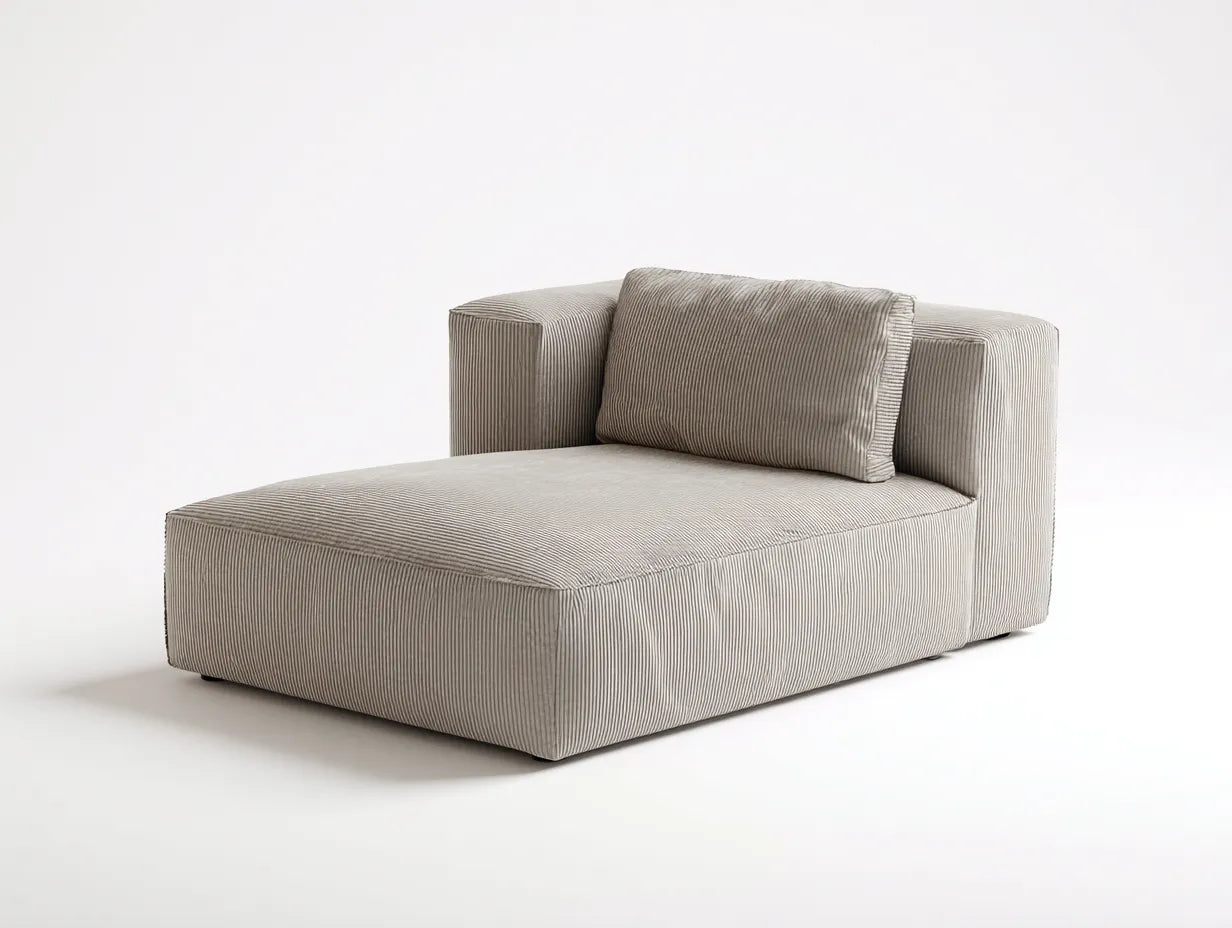 Chaiselongue Cordstoff 176x88x76 cm - Taupe - breite Armlehnen
