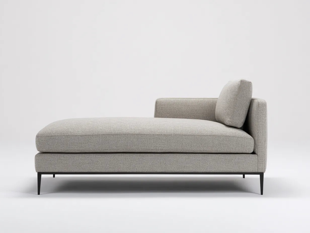 Chaiselongue Stoff 180x82x79 cm - Greige - schlanke Metallfüße