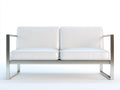 2-Sitzer-Sofa Metall Kunstleder 146x74x73 cm - Silber und Weiß - puristisch für Außenbereich