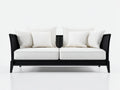 2-Sitzer-Sofa Geflecht Stoff 158x78x75 cm - Schwarz und Cremeweiß - elegantes Garten Design