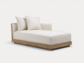 Chaiselongue Stoff Holzsockel 183x86x77 cm - Creme - natürliche Basis