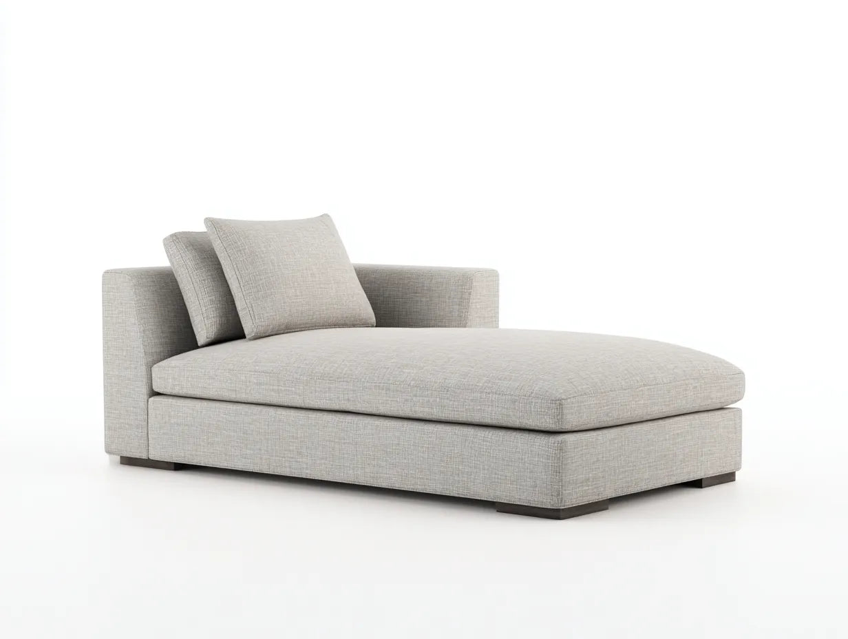 Chaiselongue Stoff 178x80x74 cm - Greige - mit gerader Armlehne