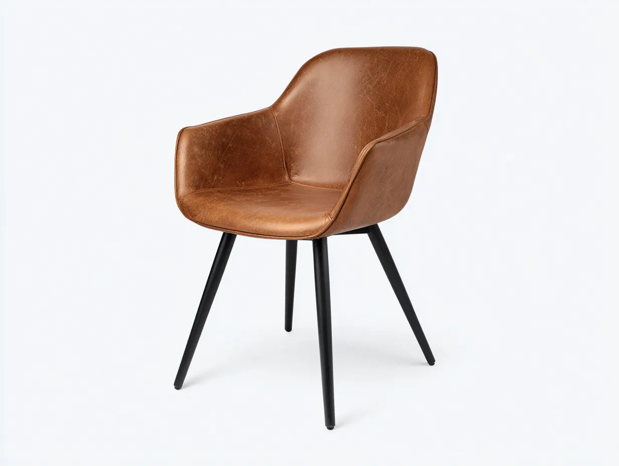 Esszimmerstuhl Kunstleder 62x59x84 cm - Braun und Schwarz - Schalensitz für Esszimmer