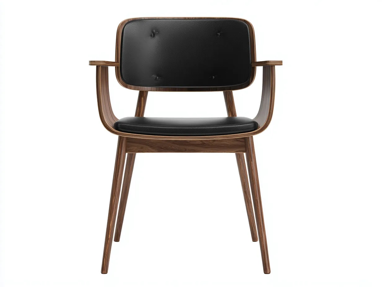 Esszimmerstuhl Kunstleder 61x56x80 cm - Schwarz und Braun - mit Knopfdetail für Esszimmer