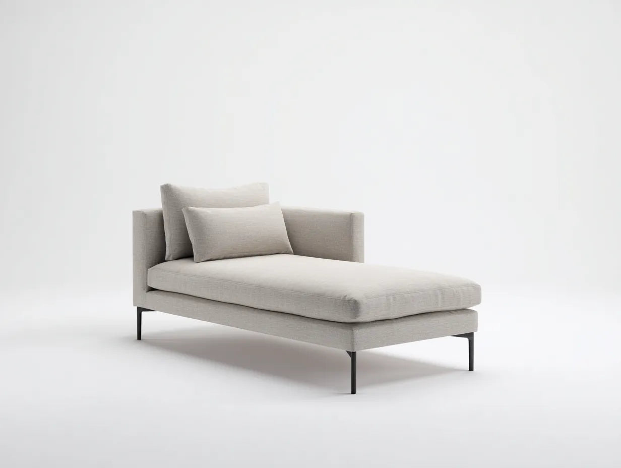 Chaiselongue Stoff 181x78x74 cm - Hellbeige - hohe Metallfüße