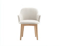 Esszimmerstuhl Stoff 58x57x82 cm - Creme und Natur - mit Armlehnen für Esszimmer
