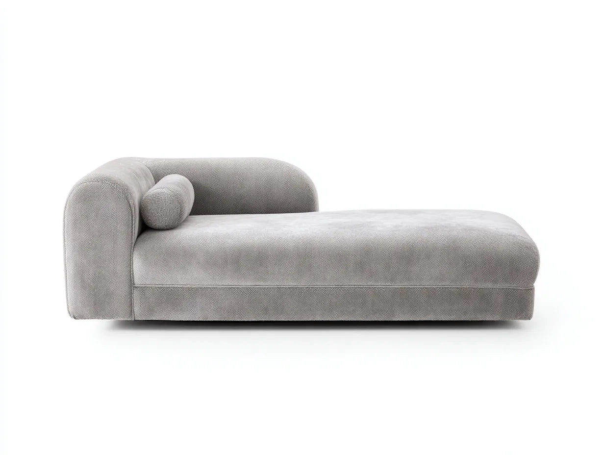 Chaiselongue Stoff 182x82x72 cm - Grau - mit runder Seitenlehne