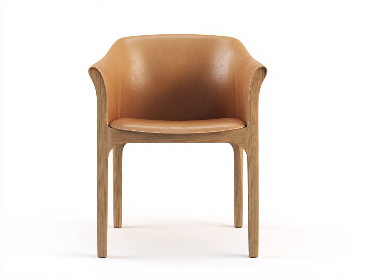 Esszimmerstuhl Kunstleder 61x57x80 cm - Cognac und Natur - mit geschwungenen Armlehnen für Esszimmer