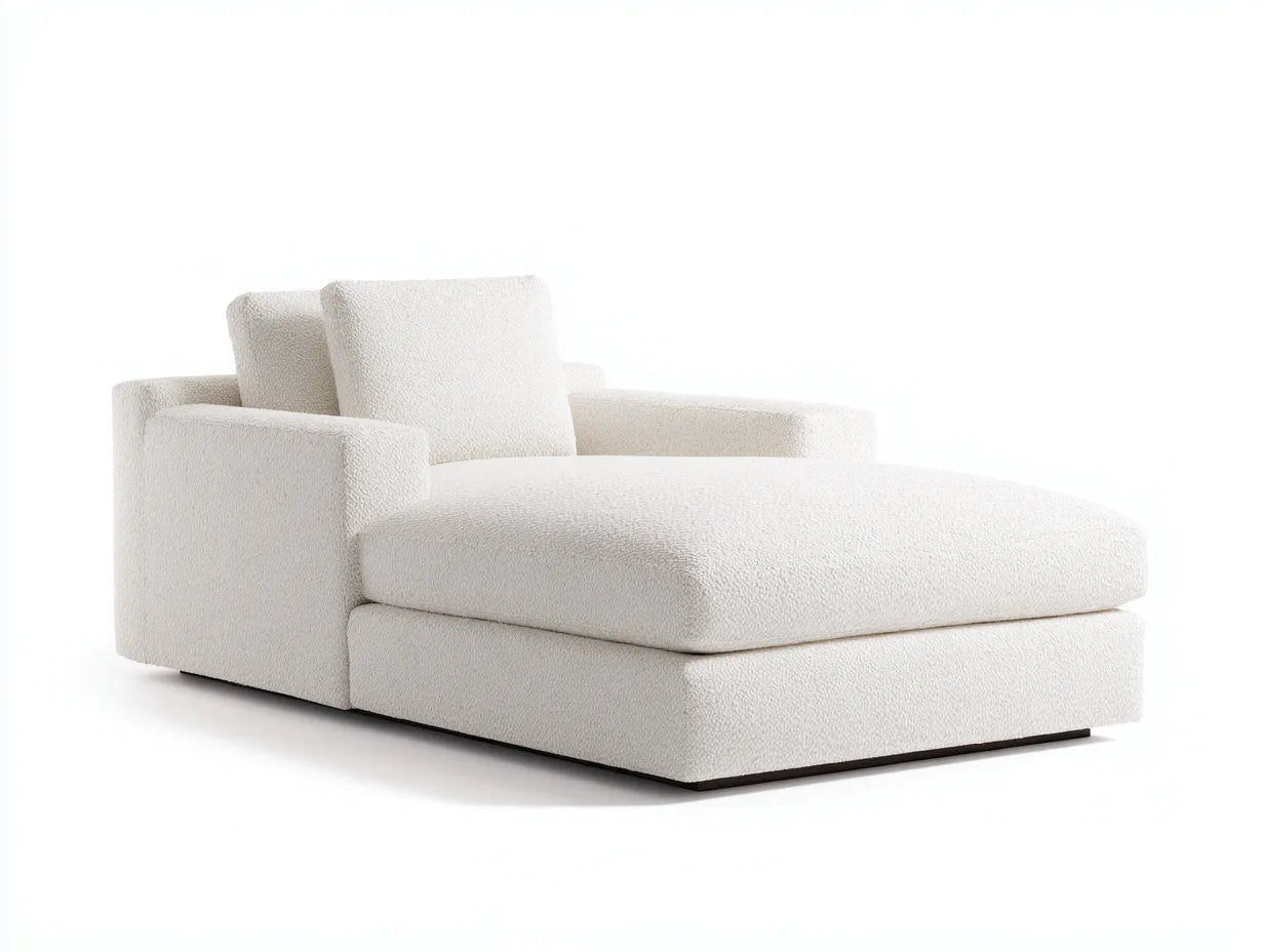 Chaiselongue Bouclé-Stoff 178x91x78 cm - Cremeweiß - niedrige Basis