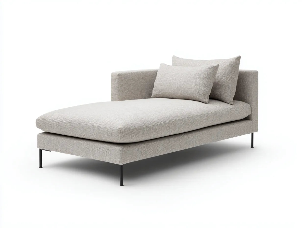 Chaiselongue Stoff 188x80x75 cm - Beige - filigrane Metallbeine
