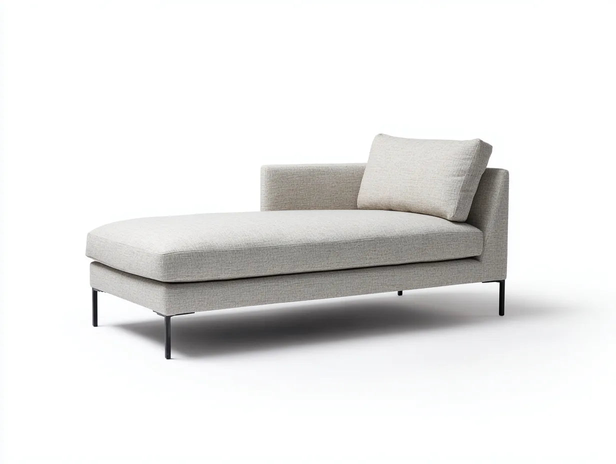 Chaiselongue Stoff 184x76x73 cm - Greige - schwarze Metallfüße