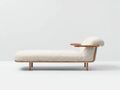 Chaiselongue Teddy-Stoff 176x73x78 cm - Cremeweiß - schmale Holzbeine